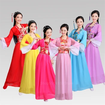 Tradițională Chineză Antică Femeie Hanfu Rochie Zână Elegant Dans Popular Costum Oriental Floral De Performanță Uzura De Partid Tang Costum