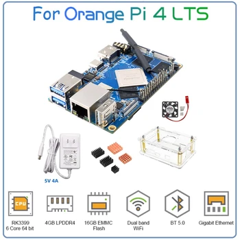 Pentru Orange Pi 4 LTS 4GB LPDDR4 16GB EMMC Rockchip RK3399 Wifi+BT5.0 Gigabit Ethernet Consiliul De Dezvoltare Radiatoare