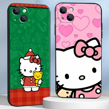 De crăciun Hello Kitty Cazuri de Telefon Pentru iPhone 14 11 12 Pro MAX 6S 7 8 Plus XS MAX 12 13 Mini X XR SE 2020 Carcasa TPU Moale Coque