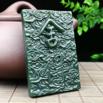 Natural Negru Verde Chinezesc Dispus Jade Buddha Pandantiv Margele Colier Farmec Bijuterii Moda Accesorii Sculptate Amuleta Cadouri pentru
