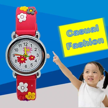 Moda 3D Flori Colorate Ceasuri Copii fete Copii cadou Ceas Casual impermeabil Cuarț Ceas de mână Relogio Relojes kol saati