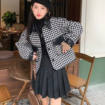 Haine pentru femei Toamna Iarna Gros Carouri Cald Mozaic Jacheta coreean Doamna Fashoin Joker Îmbrăcăminte Femei Îmbrăcăminte 2022