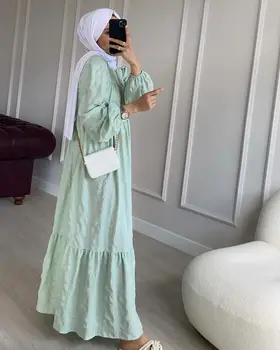 Musulman Abayas Femei De Moda De Talie Mare Vrac Rochie Dulce Solid Lantern Maneca Doamna Rochie Turcia Arabă Islamică Femme Vestidos