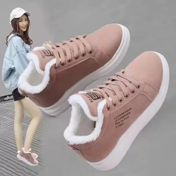 De Iarnă Pentru Femei Brand Pantofi Blană Cald Lady Pantofi Dantela-Up Adidași De Moda Zapatillas Mujer Platforma Cizme De Zapada Mujer