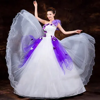 flori violet alb ciufulit singur umăr rochie de bal medieval rochie Renașterii regina Victorian cosplay minge rochie Belle de Minge