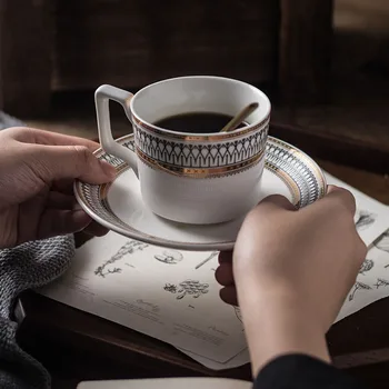 Stil European Aur Tivita Bone China Pahar De Apă De Sticlă Ceașcă De Cafea Cesti Set Retro Engleză După-Amiază Cana De Ceai Lapte Latte Cani