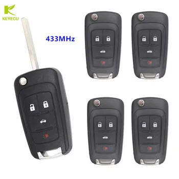KEYECU 5PCS X Înlocuire de la Distanță Cheie telecomanda 3 Butoane+1 433MHz ID46 Chip pentru Chevrolet Cruze,Mailbu,Impala (European & MI piețe)