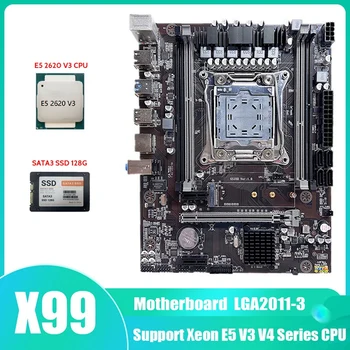Placa de baza X99 despre lga2011-3 Placa de baza Suport Xeon E5 V3 V4 Serie CPU Cu E5 2620 V3 CPU+SATA3 SSD 128G
