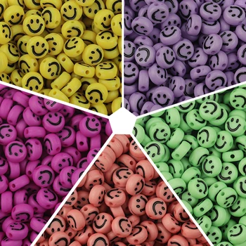 100buc Acrilice Aplatizată Smiley Margele de Culoare Solidă de Bijuterii Margele Material Pentru a Face Brățară Colier Bijuterii Constatările 1.3 mm